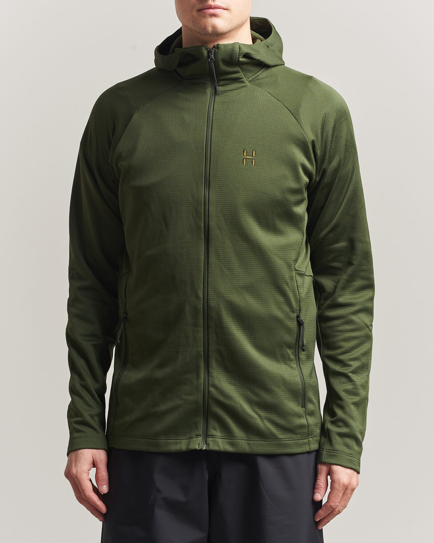 Haglöfs Korp Mid Fleece Hood Seaweed Green at CareOfCarl.com