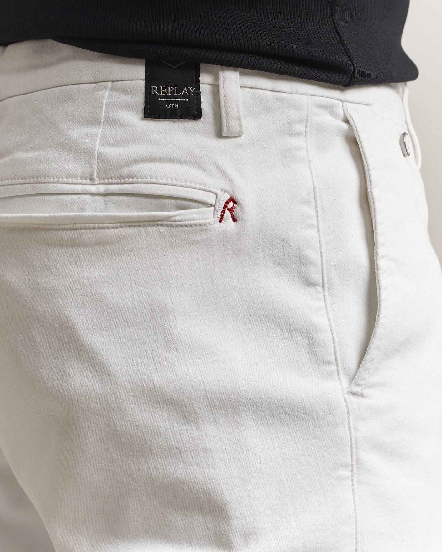 Men | Trousers | Replay | Benni Hyperflex X-Lite Chinos Natural White