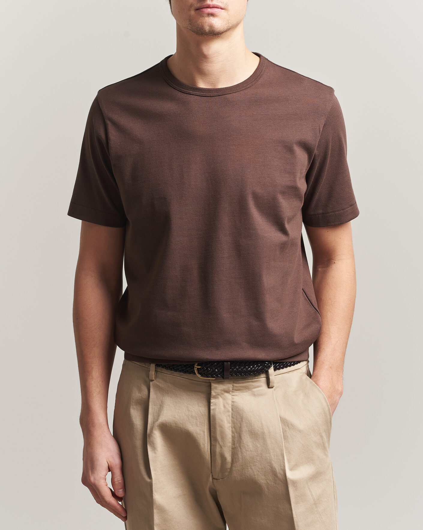 Men | T-Shirts | Merz b. Schwanen | Classic Fit Sturdy T-Shirt Chocolate