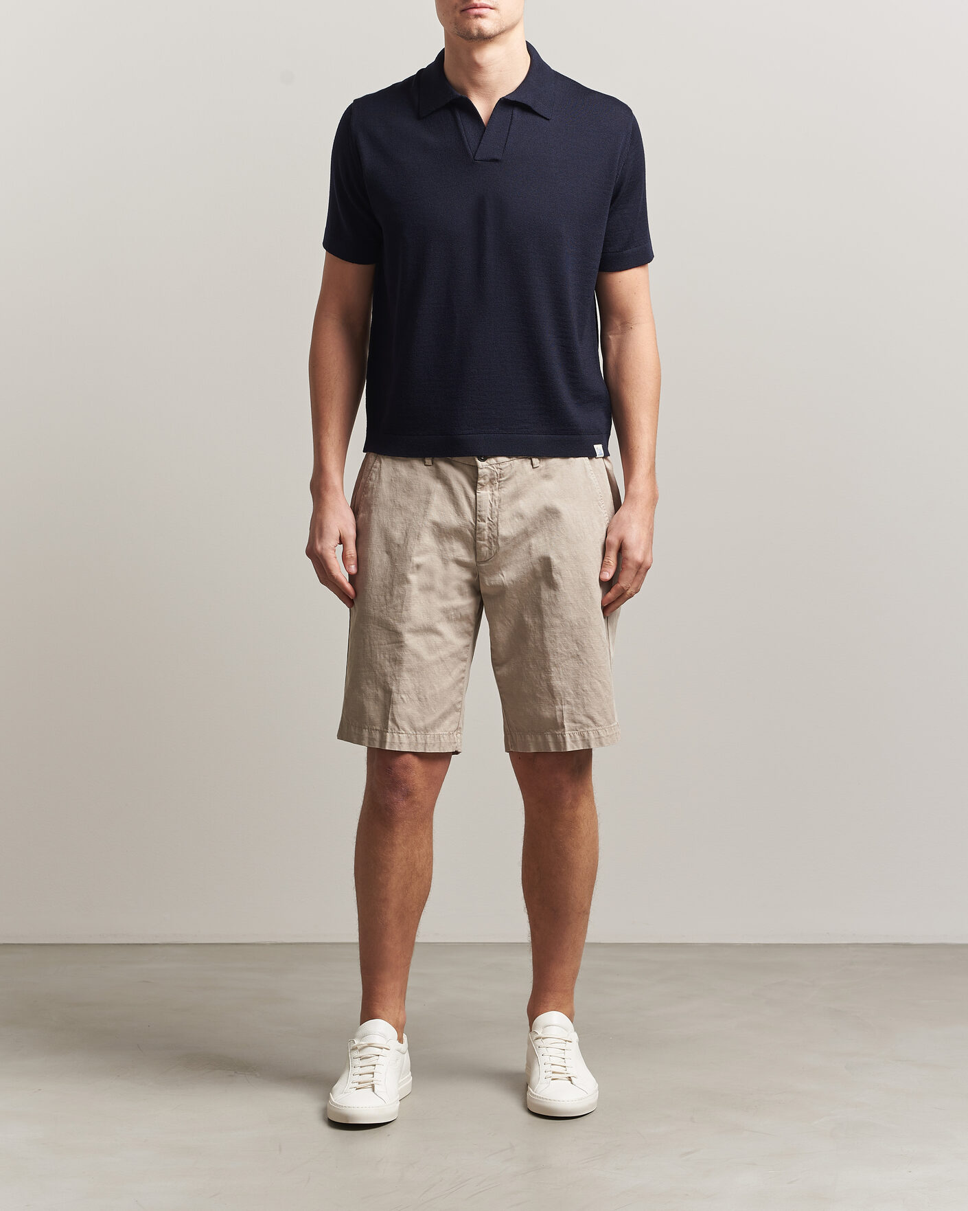 Men | Polo Shirts | Merz b. Schwanen | Relaxed Fit Merino Knitted Polo Dark Navy