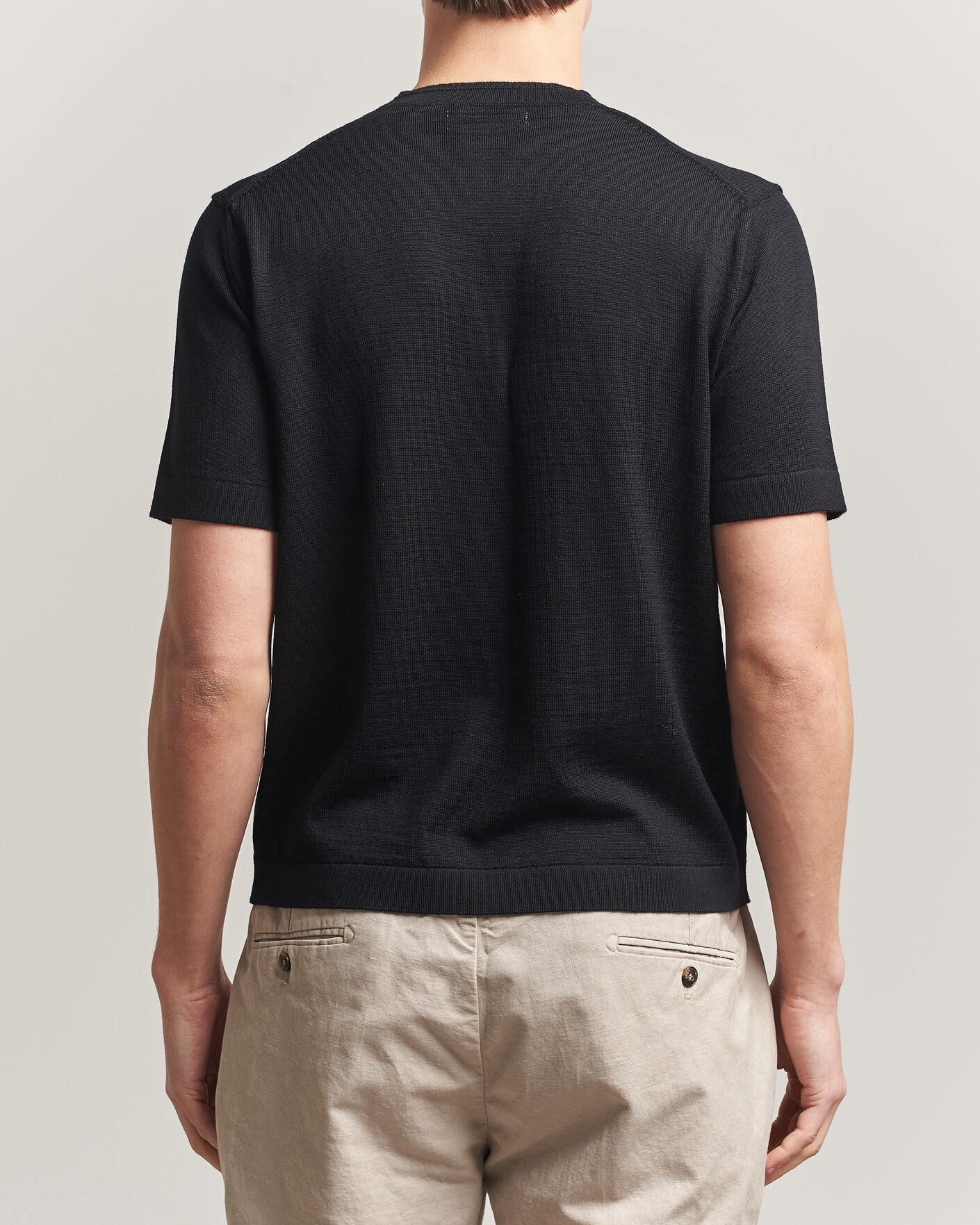 Men | T-Shirts | Merz b. Schwanen | Relaxed Fit Merino Knitted T-Shirt Black