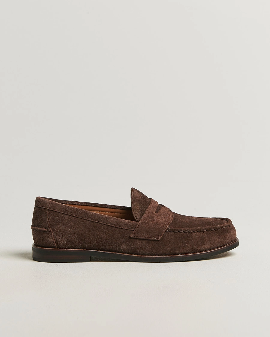 Men | Loafers | Polo Ralph Lauren | Alston Suede Penny Loafers Dark Brown
