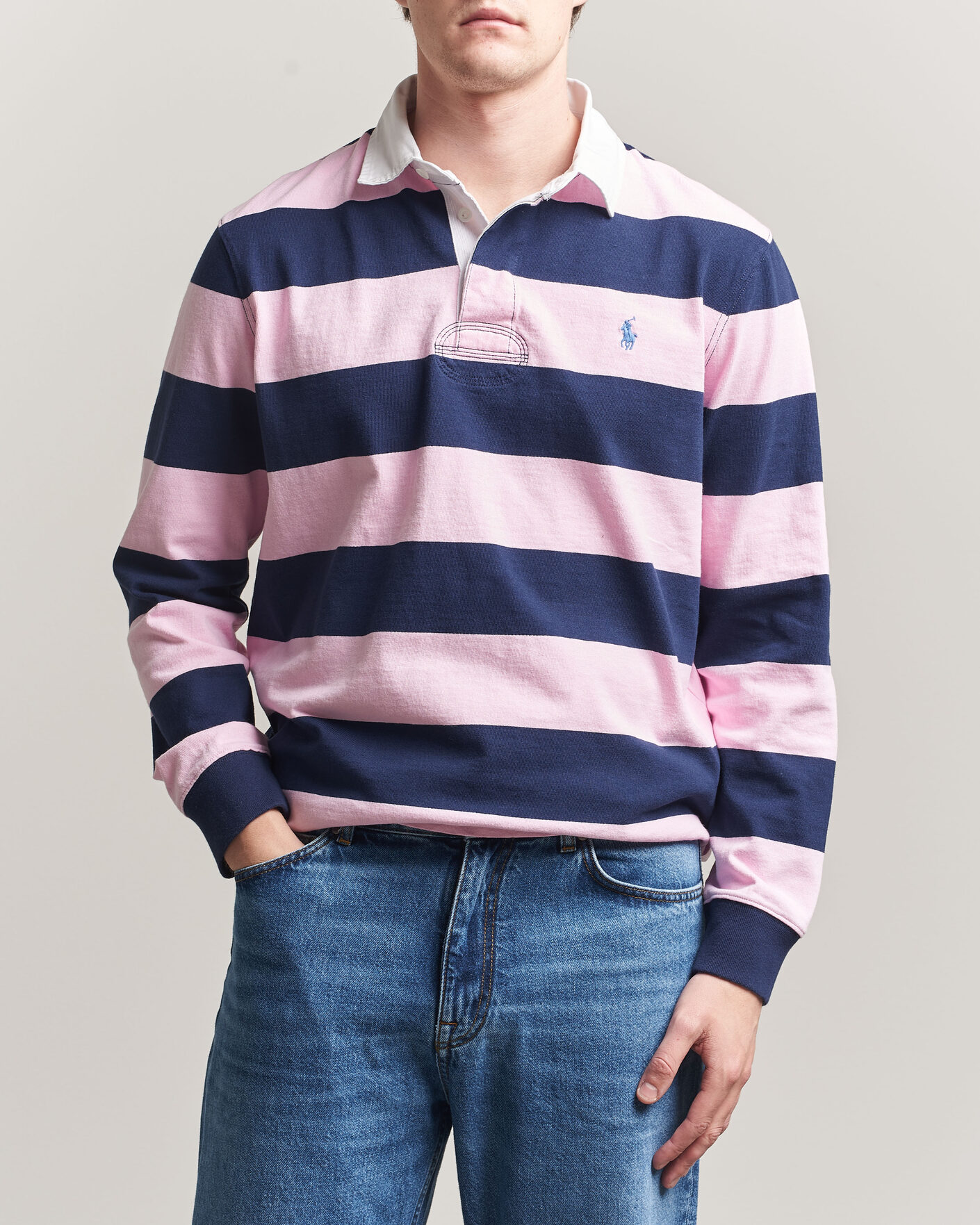 Polo Ralph Lauren Jersey Striped Rugger Carmel Pink/Newport Navy