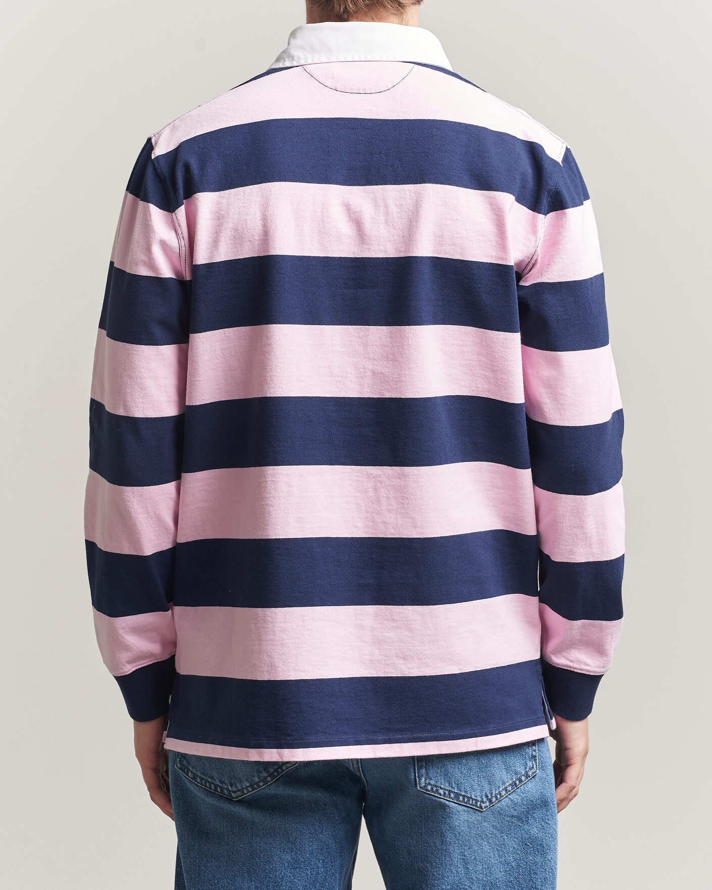Men | Sweaters & Knitwear | Polo Ralph Lauren | Jersey Striped Rugger Carmel Pink/Newport Navy