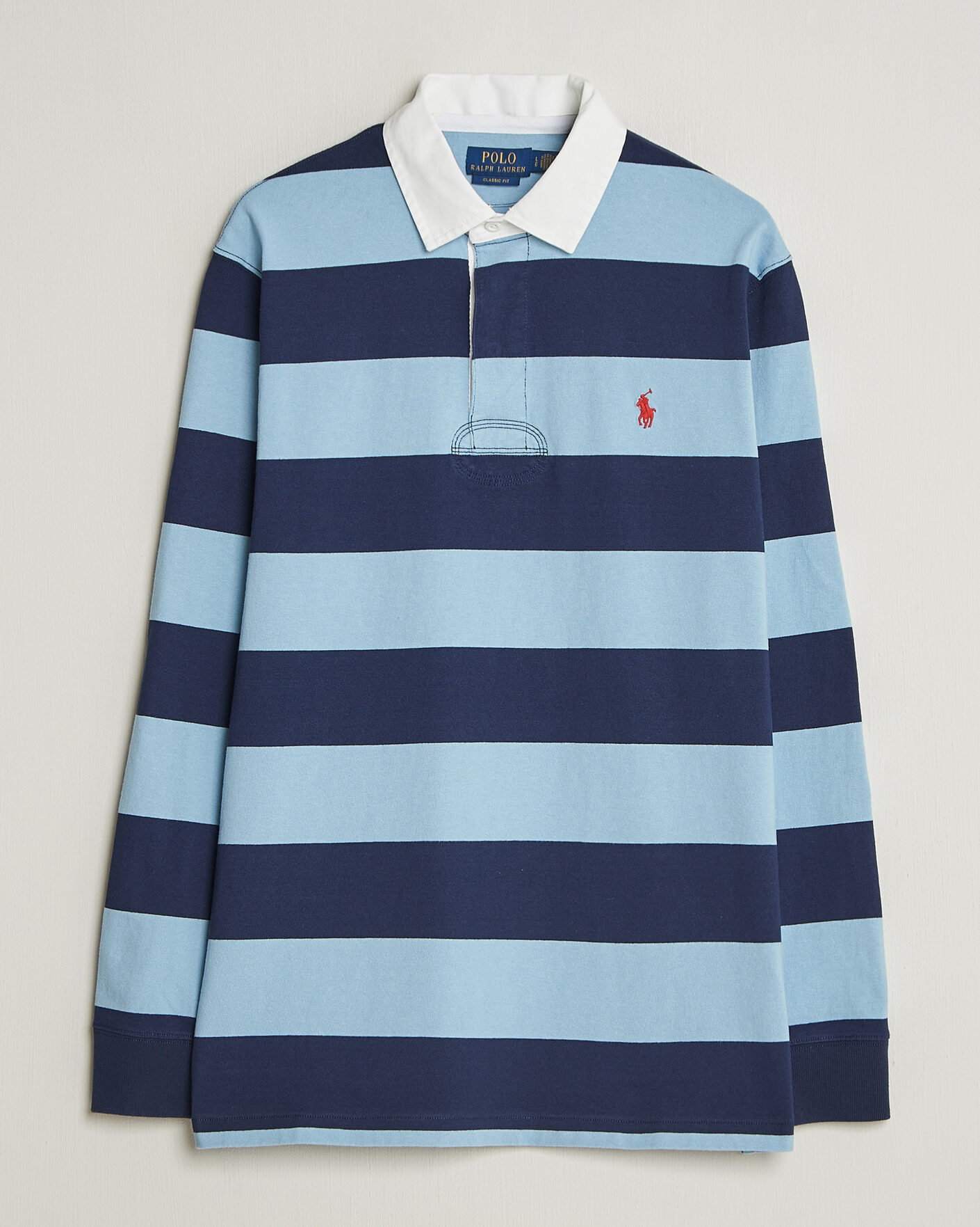 Men | Sweaters & Knitwear | Polo Ralph Lauren | Jersey Striped Rugger Powder Blue/Newport Navy