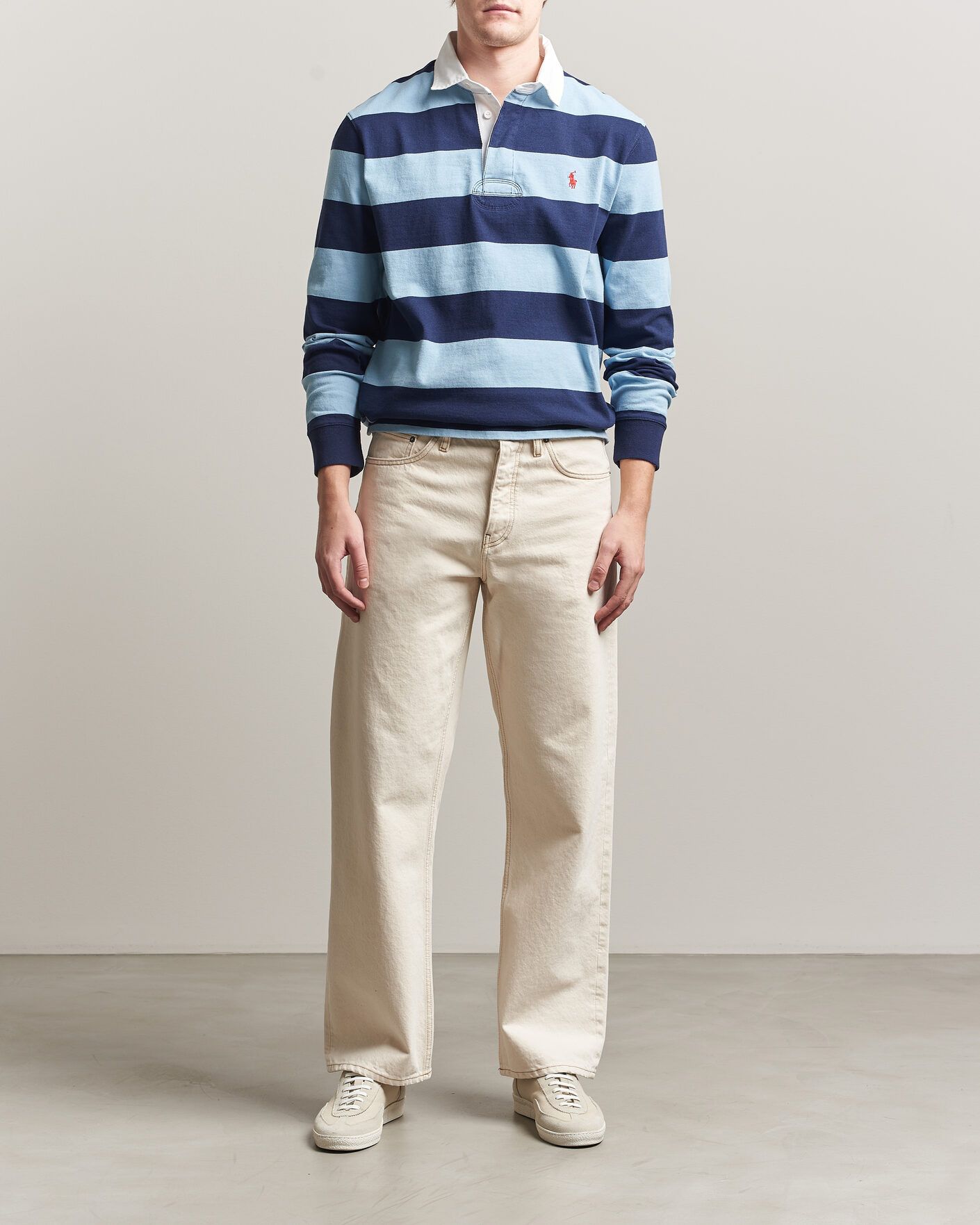Polo Ralph Lauren Jersey Striped Rugger Powder Blue/Newport Navy