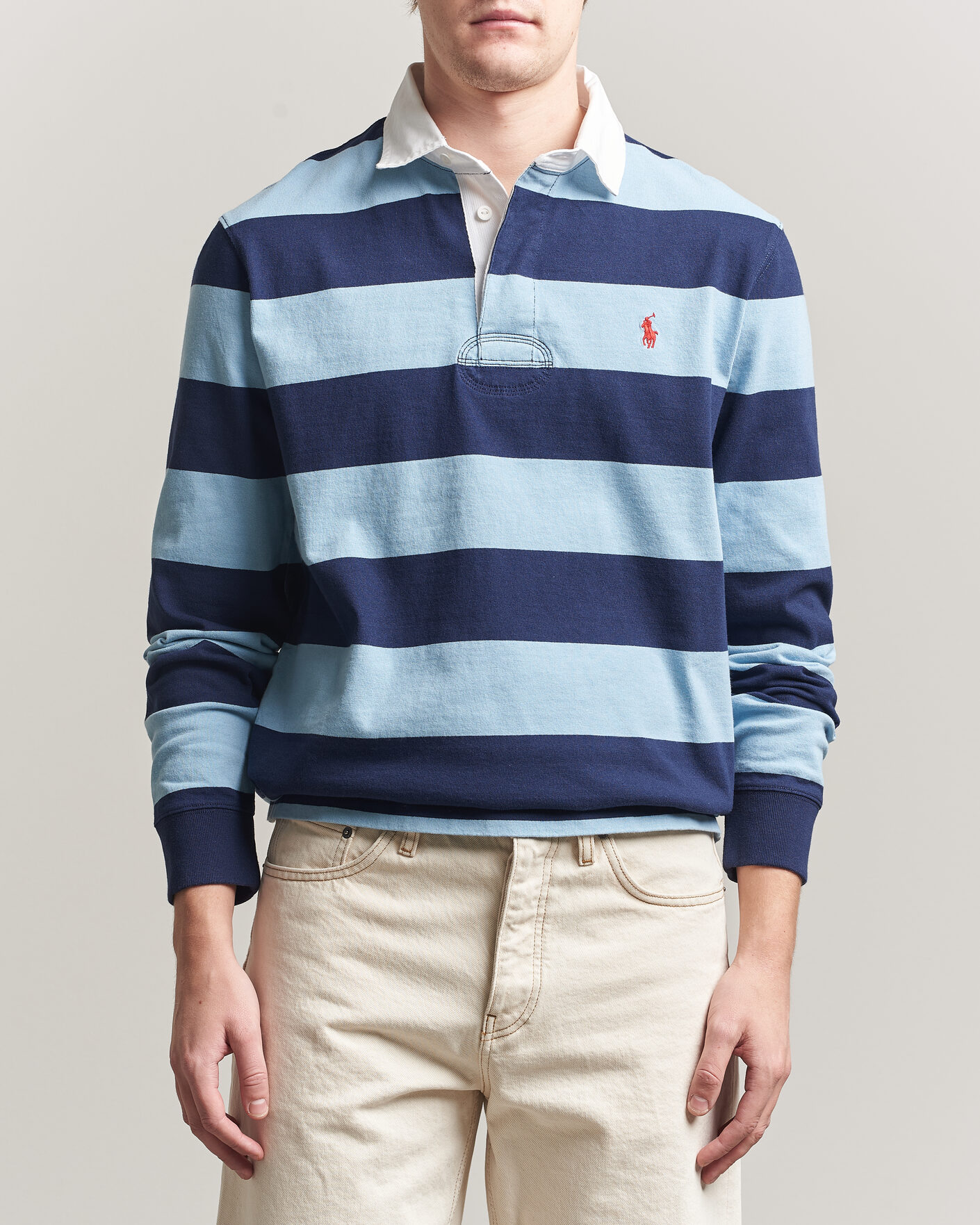 Polo Ralph Lauren Jersey Striped Rugger Powder Blue/Newport Navy