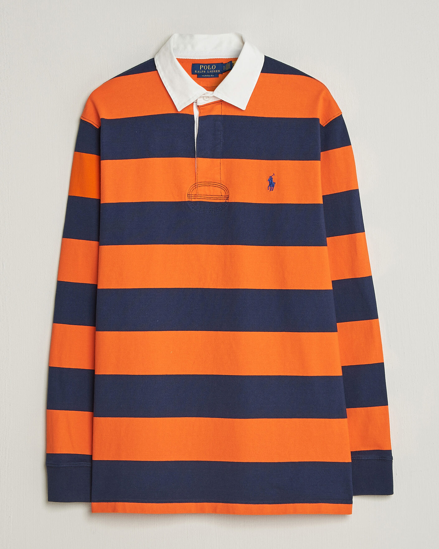 Men | Sweaters & Knitwear | Polo Ralph Lauren | Jersey Striped Rugger Sailing Orange/Newport Navy