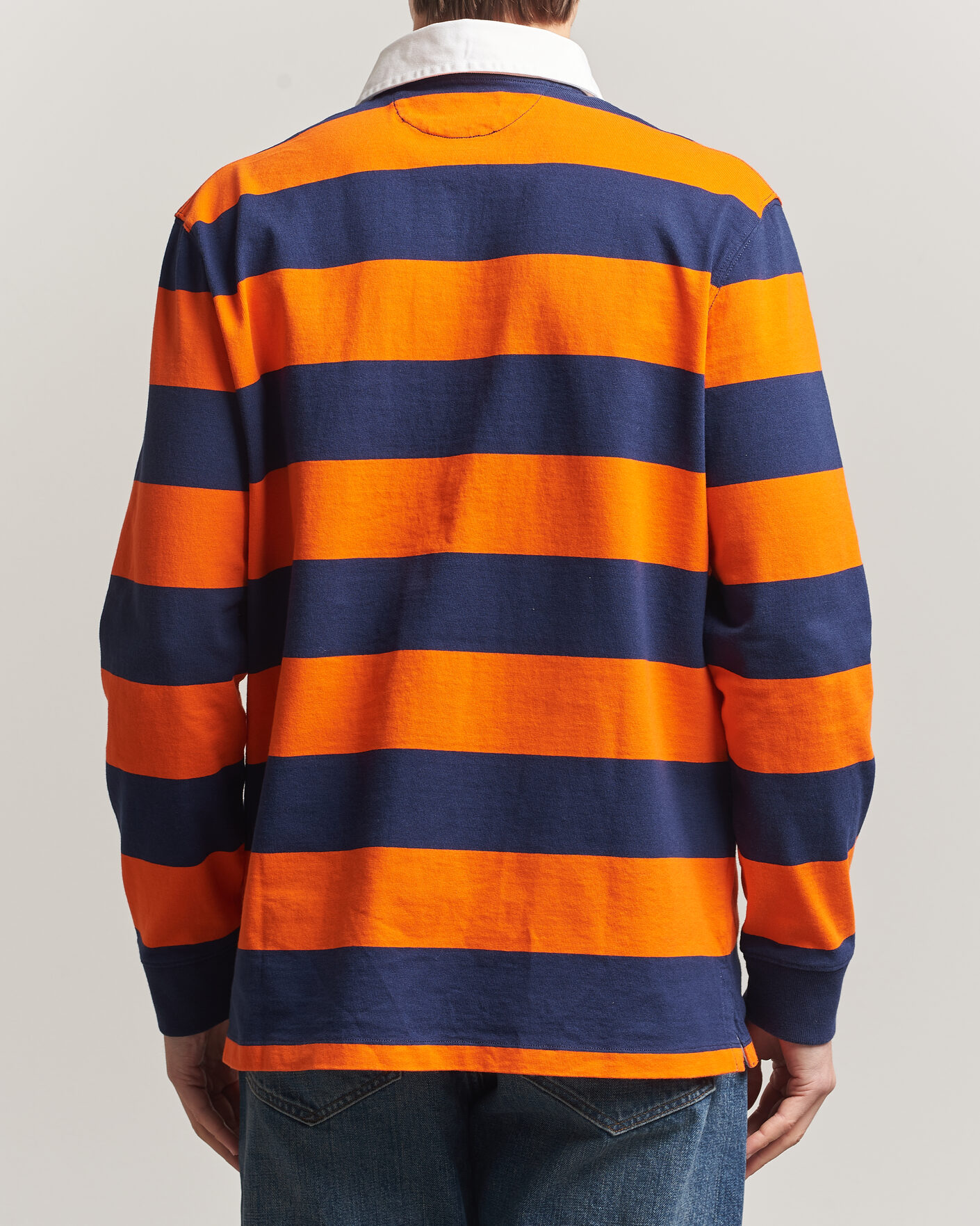 Men | Sweaters & Knitwear | Polo Ralph Lauren | Jersey Striped Rugger Sailing Orange/Newport Navy