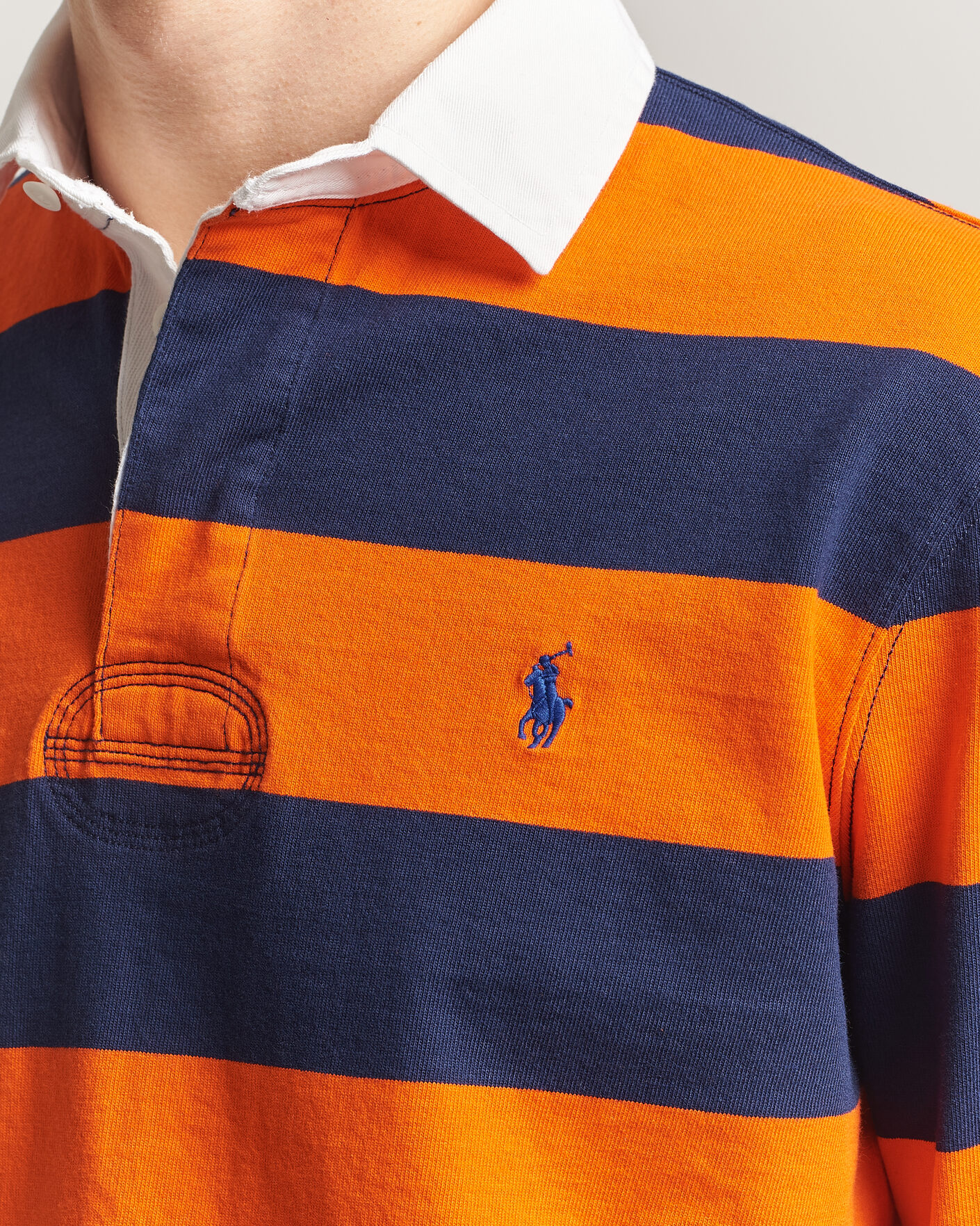 Men | Sweaters & Knitwear | Polo Ralph Lauren | Jersey Striped Rugger Sailing Orange/Newport Navy