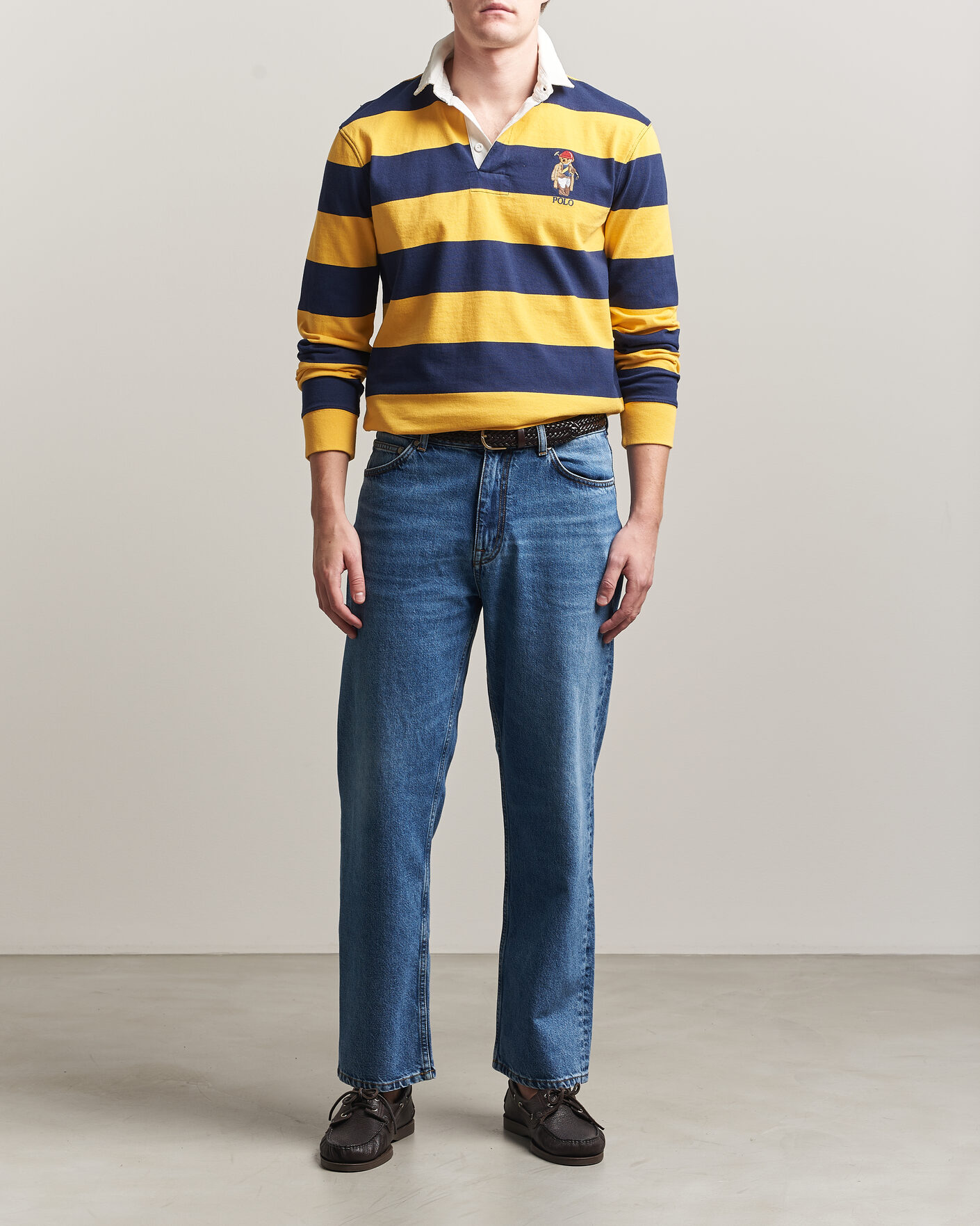 Men | Sweaters & Knitwear | Polo Ralph Lauren | Jersey Striped Rugger Newport Navy/Gold