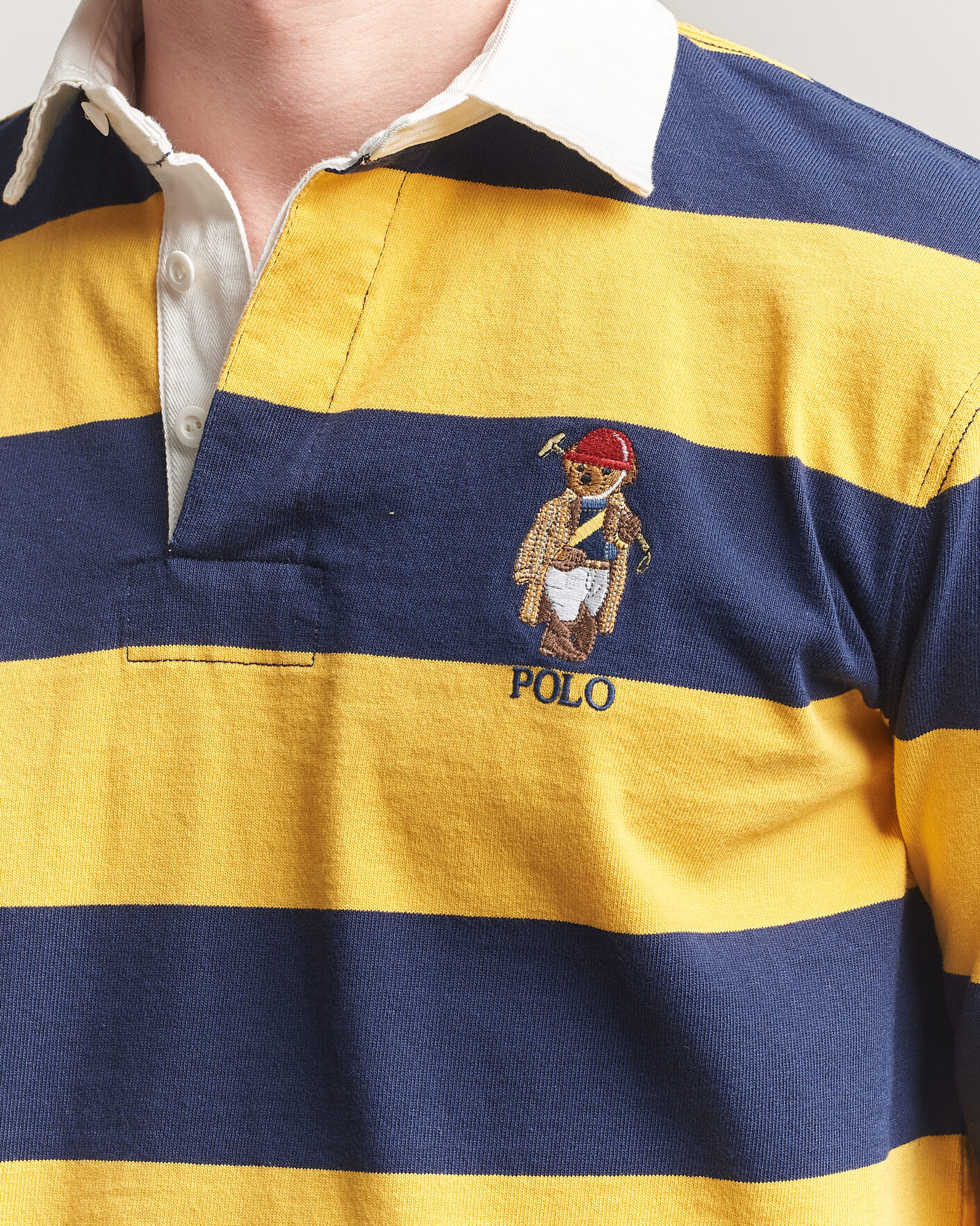 Men | Sweaters & Knitwear | Polo Ralph Lauren | Jersey Striped Rugger Newport Navy/Gold