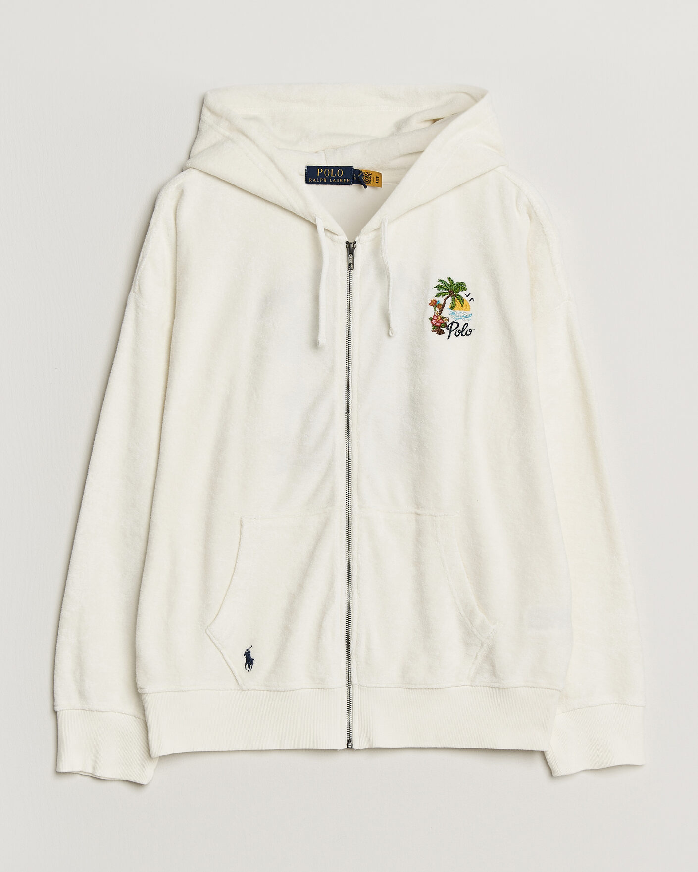 【連休中限定セール】POLO RALPH LAUREN ホワイトパーカー XS Polo Ralph Lauren Cotton Terry Printed Full-Zip Hoodie Nevis at