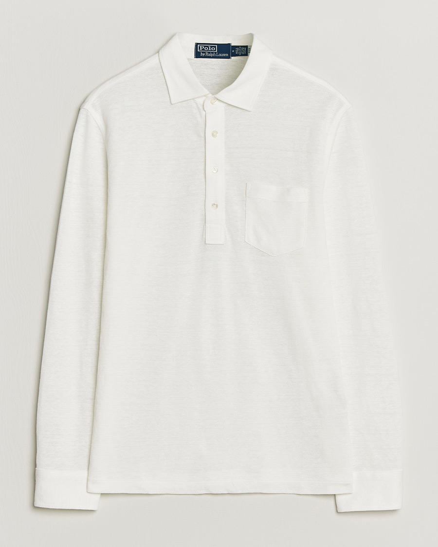 Men | Polo Shirts | Polo Ralph Lauren | Long Sleeve Linen Polo Deckwash White
