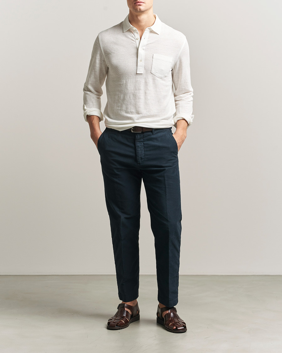 Men | Polo Shirts | Polo Ralph Lauren | Long Sleeve Linen Polo Deckwash White