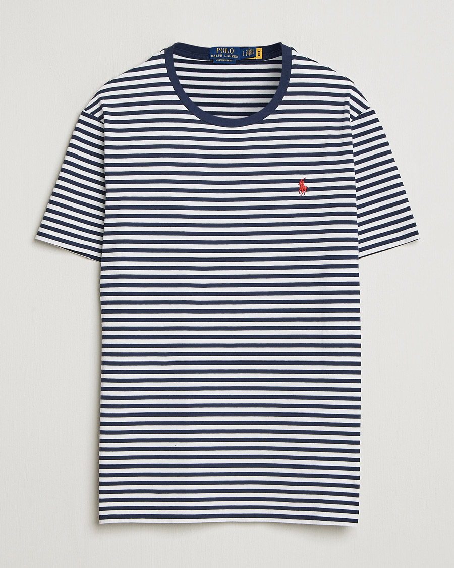 Men | T-Shirts | Polo Ralph Lauren | Crew Neck Striped T-Shirt Newport Navy/White