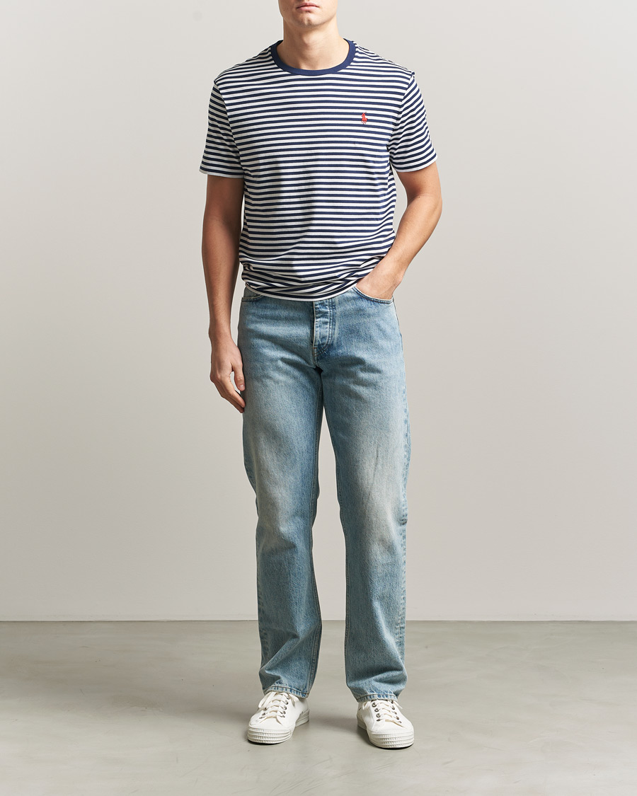 Men | T-Shirts | Polo Ralph Lauren | Crew Neck Striped T-Shirt Newport Navy/White