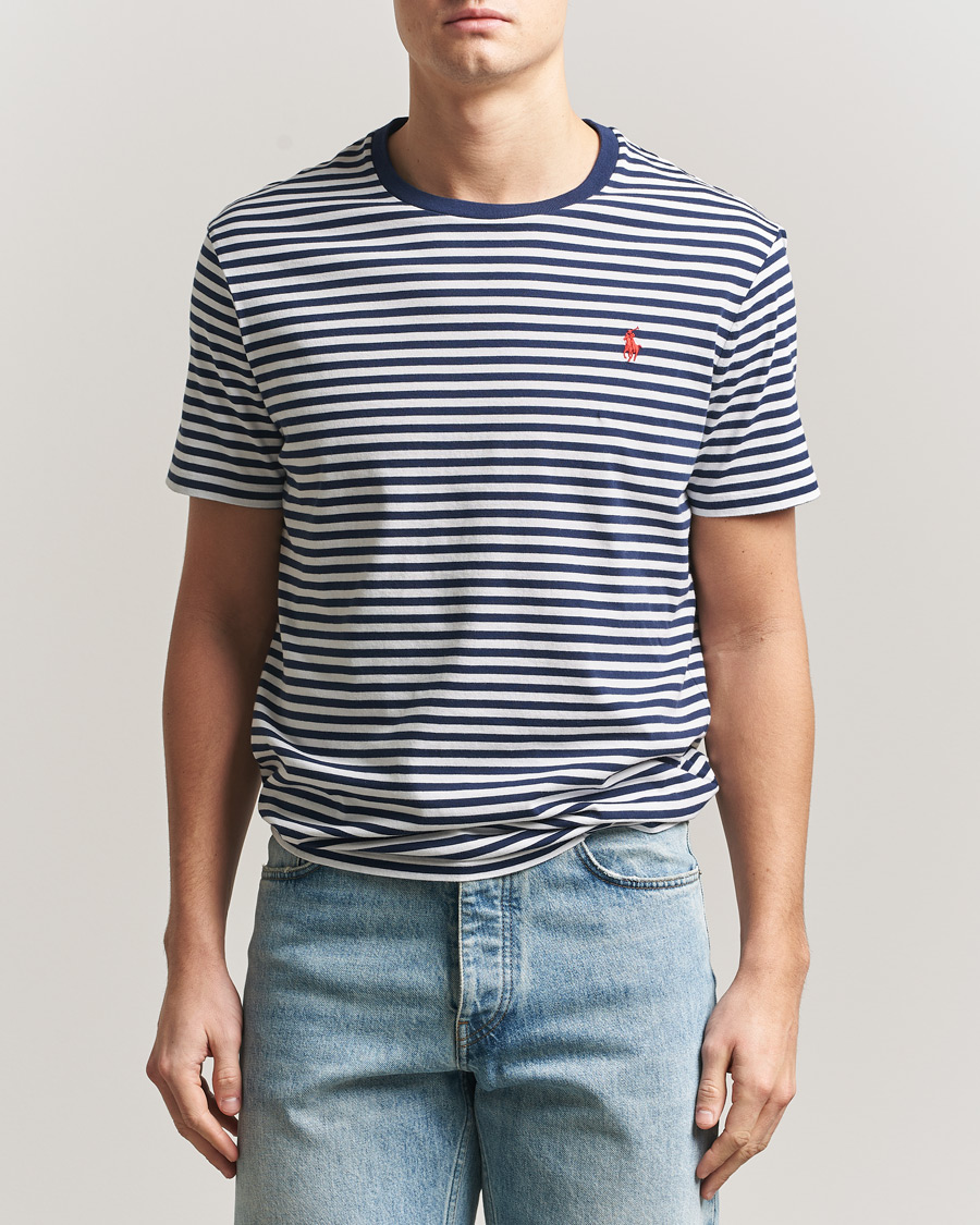 Men | T-Shirts | Polo Ralph Lauren | Crew Neck Striped T-Shirt Newport Navy/White
