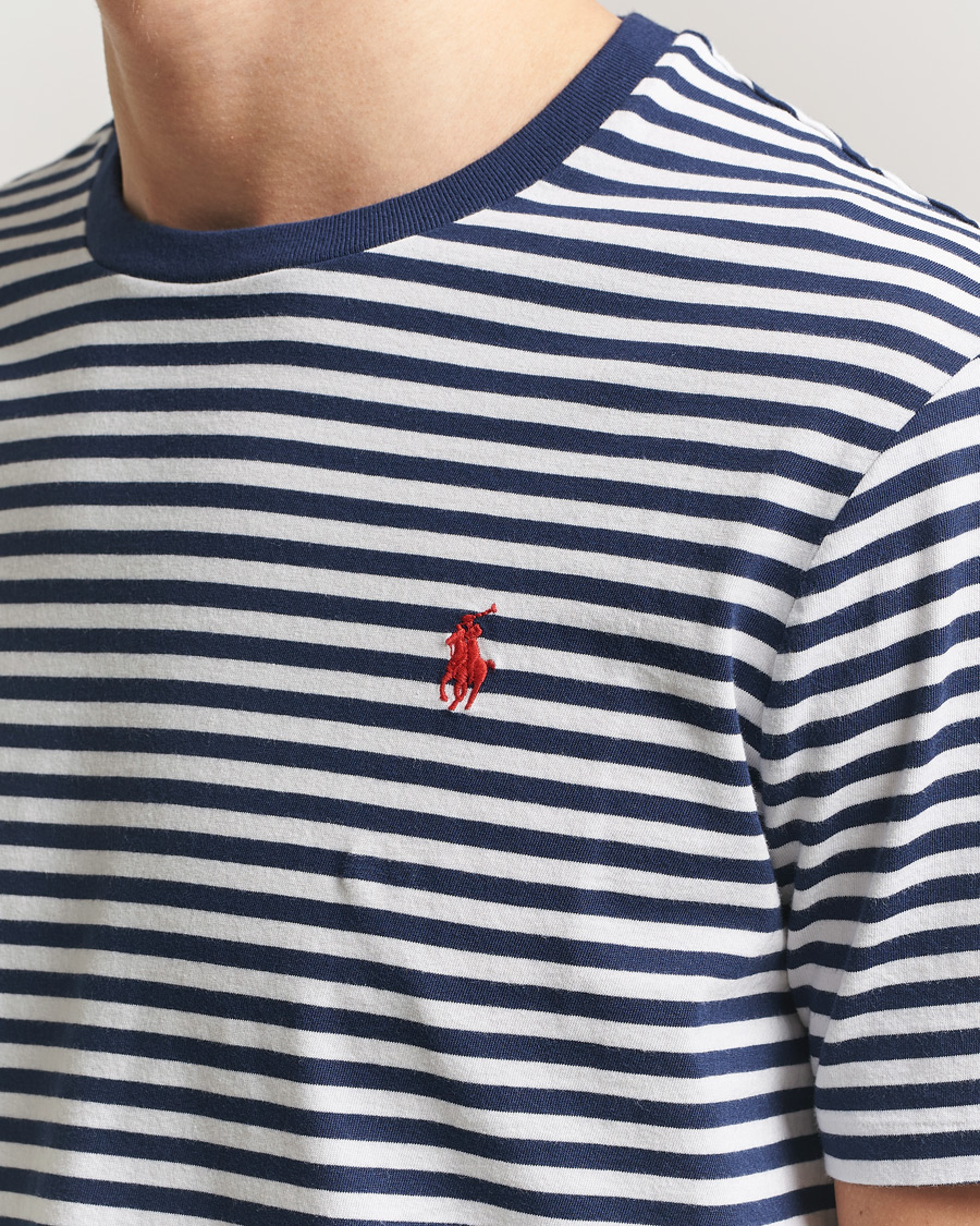 Men | T-Shirts | Polo Ralph Lauren | Crew Neck Striped T-Shirt Newport Navy/White