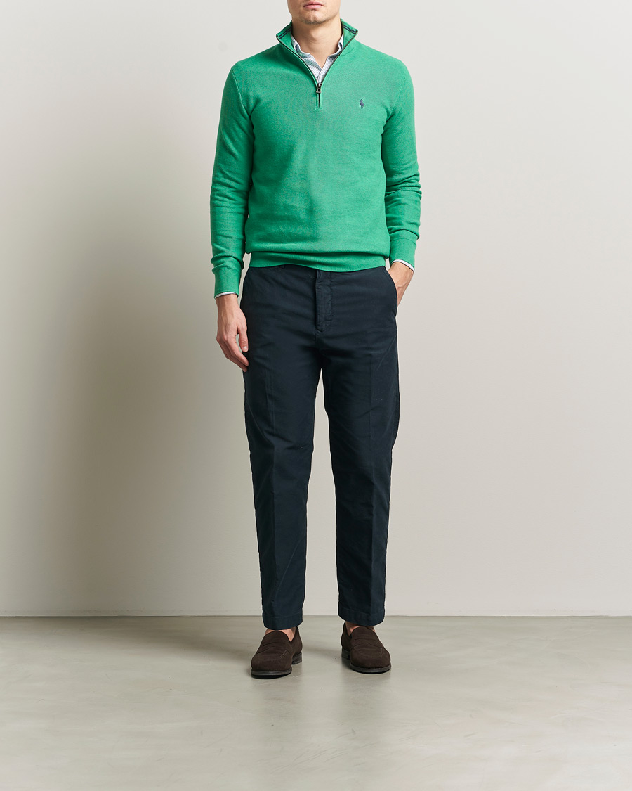 Men | Sweaters & Knitwear | Polo Ralph Lauren | Textured Half Zip Palm Green Heather