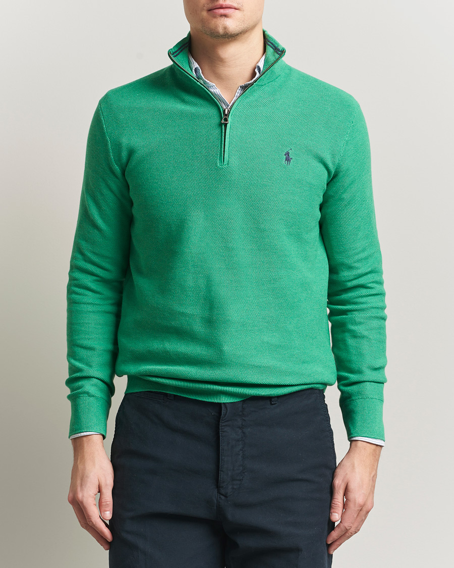 Men | Sweaters & Knitwear | Polo Ralph Lauren | Textured Half Zip Palm Green Heather