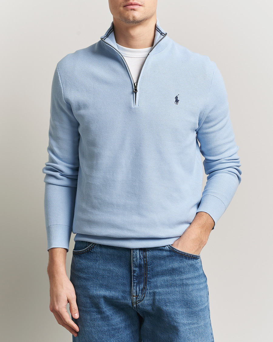 Men | Sweaters & Knitwear | Polo Ralph Lauren | Textured Half Zip Office Blue