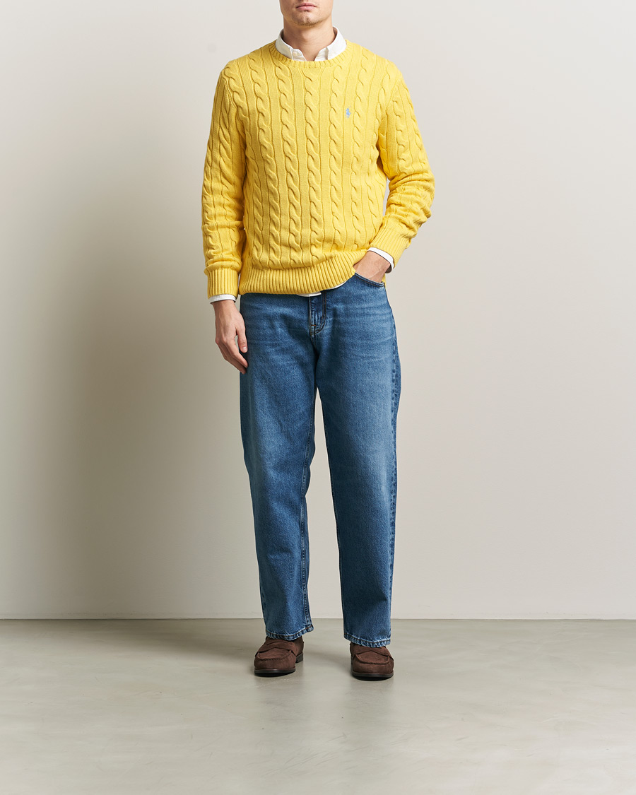Men | Sweaters & Knitwear | Polo Ralph Lauren | Cotton Cable Pullover Sunfish Yellow