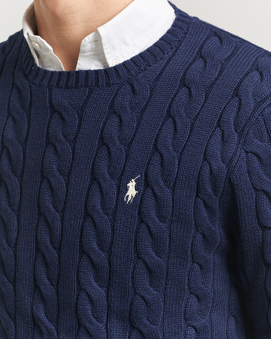 Polo Ralph Lauren Cotton Cable Pullover Bright Navy at CareOfCarl.com