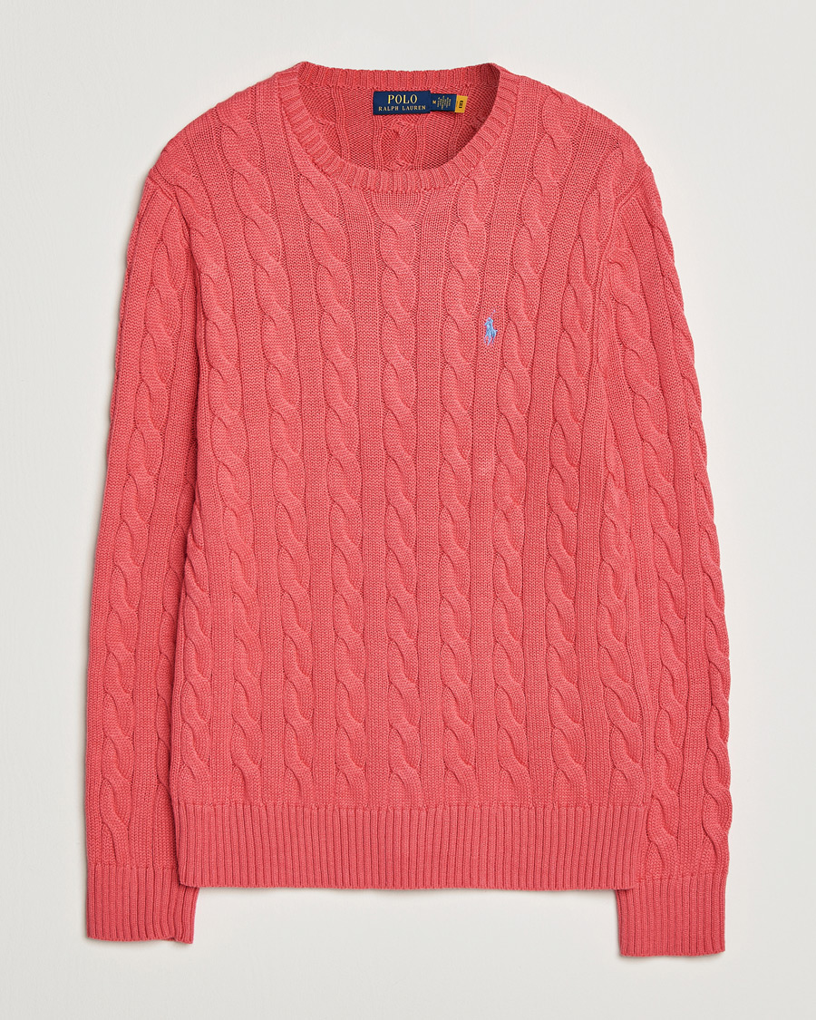 Men | Sweaters & Knitwear | Polo Ralph Lauren | Cotton Cable Pullover Pale Red