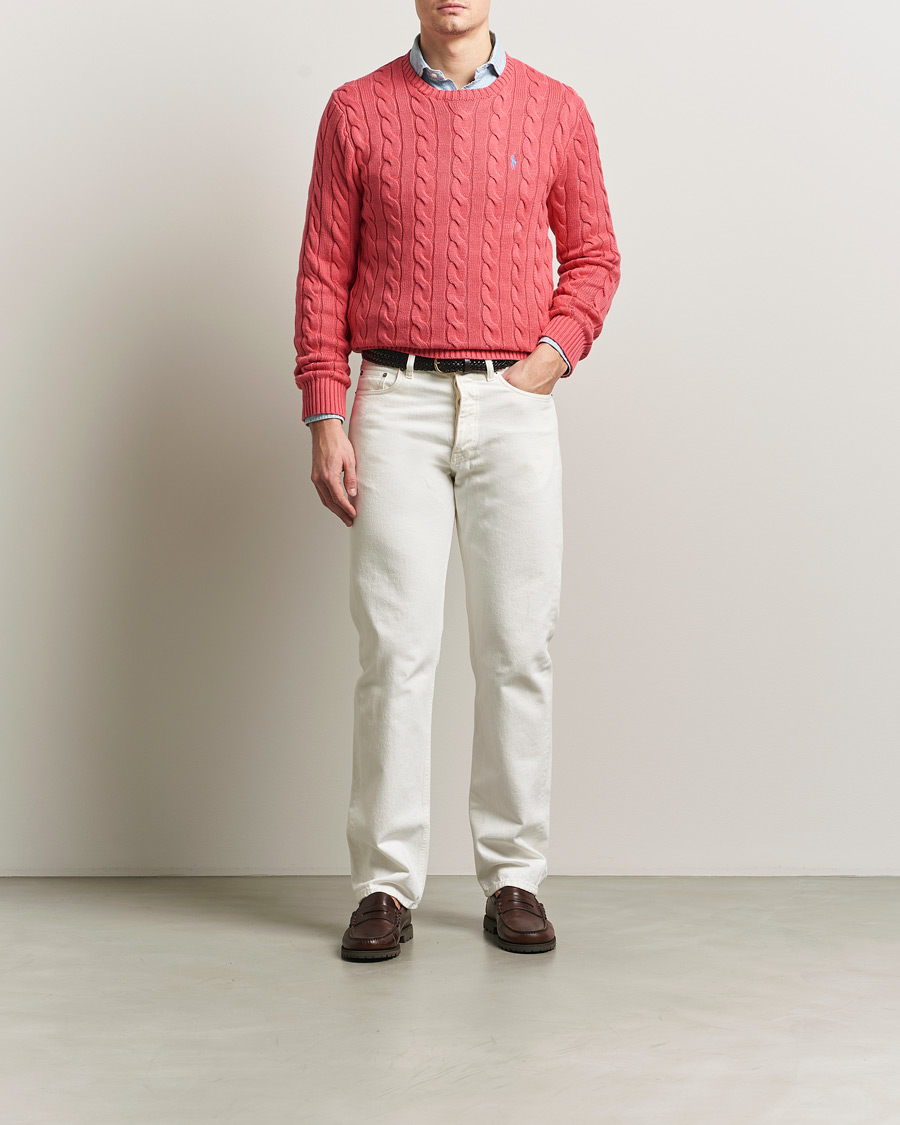 Men | Sweaters & Knitwear | Polo Ralph Lauren | Cotton Cable Pullover Pale Red