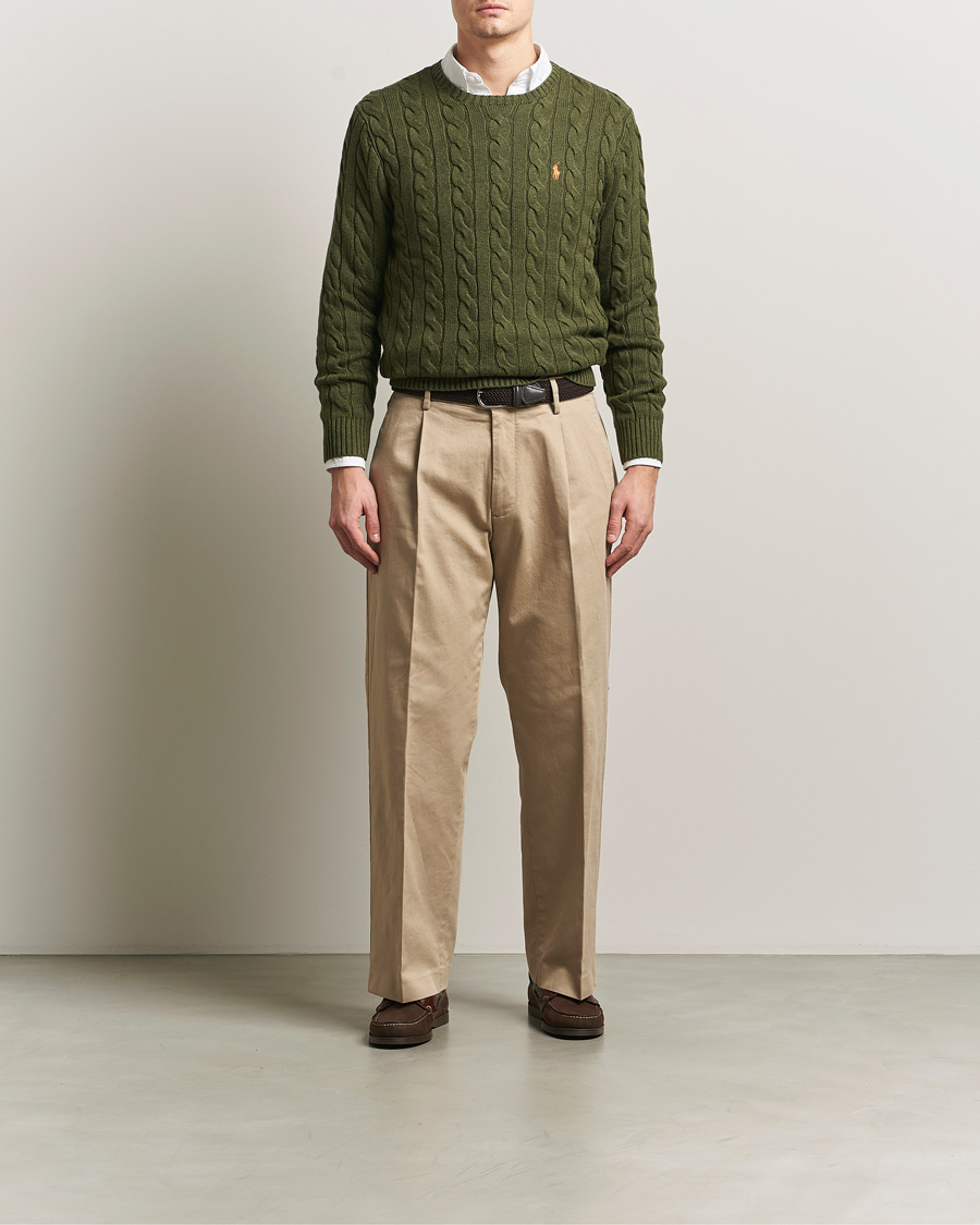 Men | Sweaters & Knitwear | Polo Ralph Lauren | Cotton Cable Pullover Garden Trail Heather
