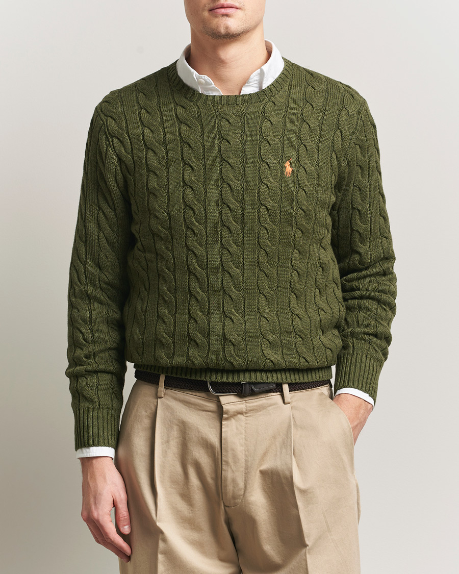Men | Sweaters & Knitwear | Polo Ralph Lauren | Cotton Cable Pullover Garden Trail Heather