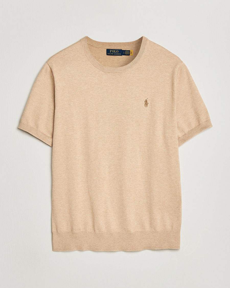 RALPH LAUREN クルーネック ニット 半袖 L ベージュ 胸ロゴ RALPH LAUREN｜ショートスリーブ クルーネック セーター | Rakuten