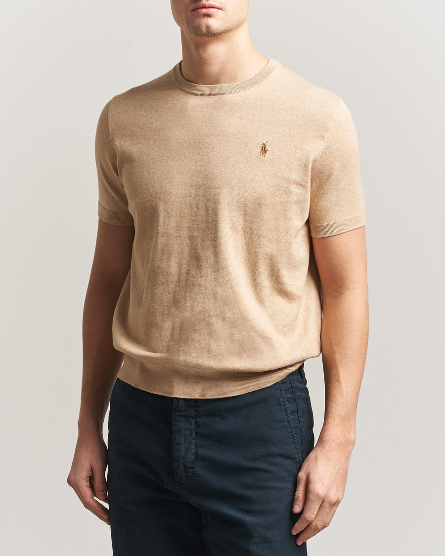 Men | T-Shirts | Polo Ralph Lauren | Knitted Short Sleeve T-Shirt Camel Melange