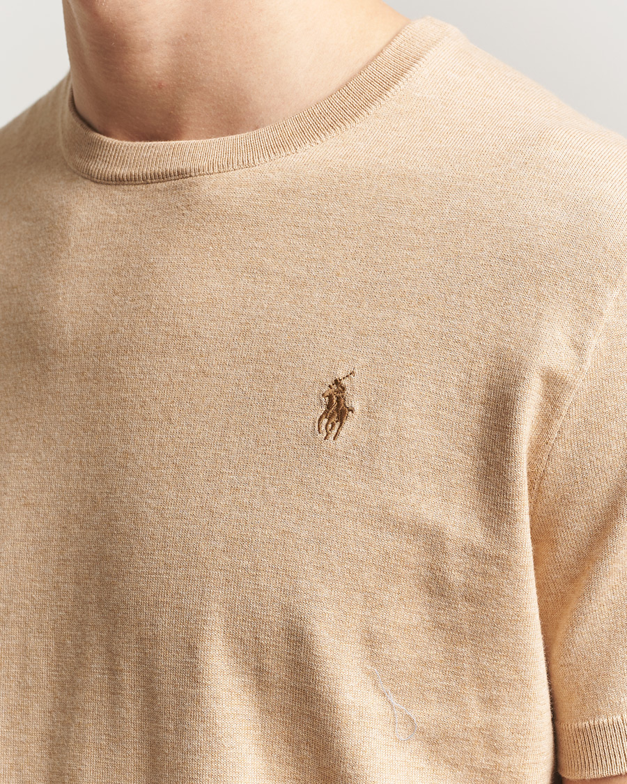 Men | T-Shirts | Polo Ralph Lauren | Knitted Short Sleeve T-Shirt Camel Melange