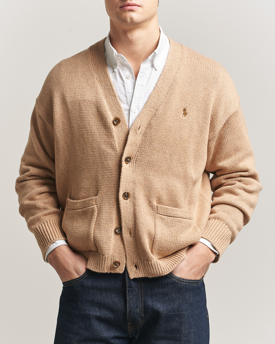 Polo Ralph Lauren Cotton Cardigan Camel Melange at CareOfCarl.com
