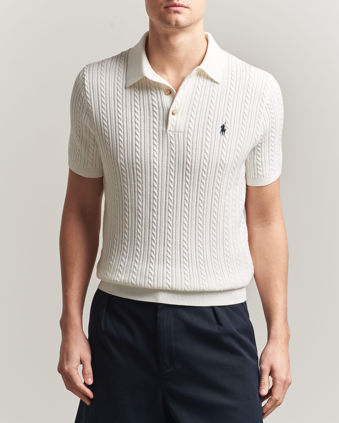 Polo Ralph Lauren Cotton Polo Deckwash White/Navy at CareOfCarl.com