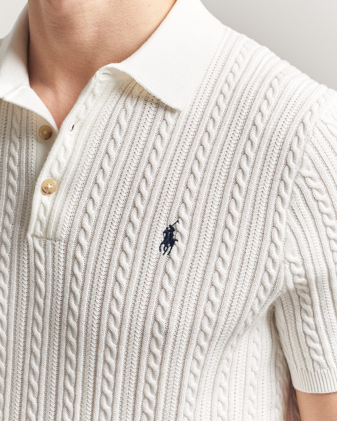 Polo Ralph Lauren Cotton Polo Deckwash White/Navy at CareOfCarl.com