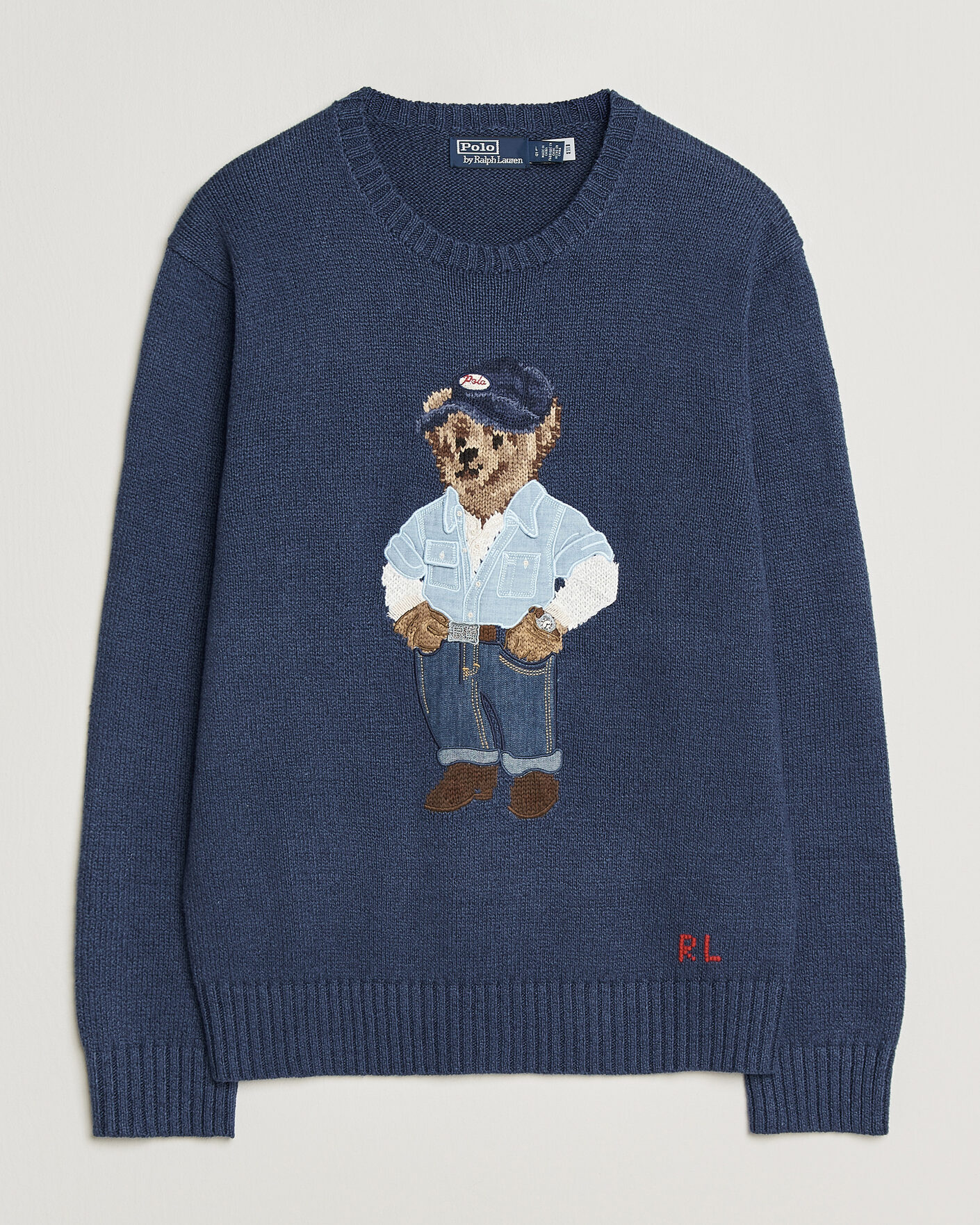 Men | Sweaters & Knitwear | Polo Ralph Lauren | Cotton Linen Bear Sweater Light Navy