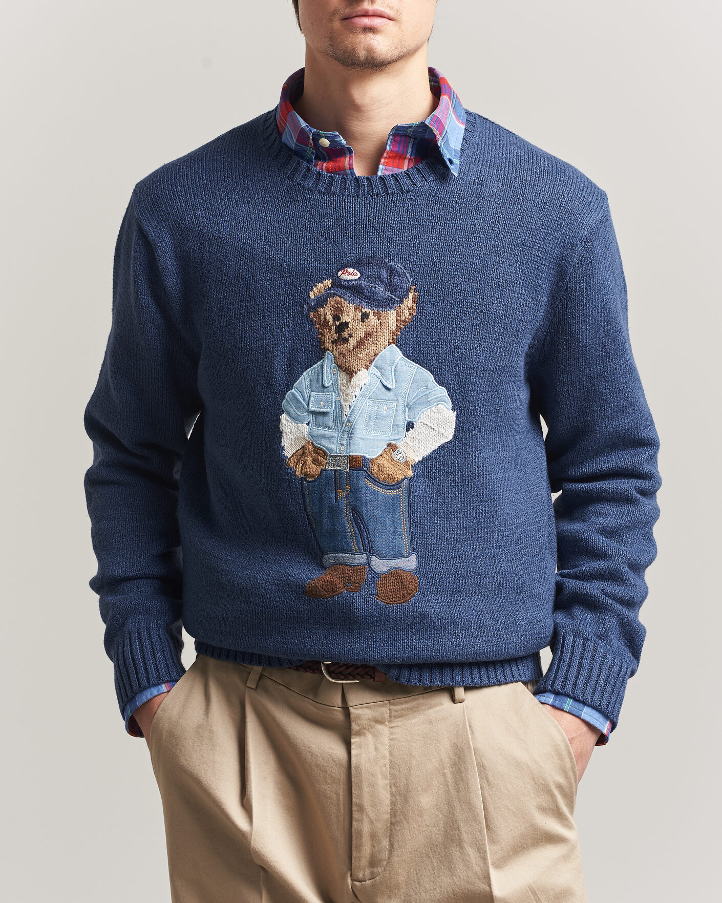 Men | Sweaters & Knitwear | Polo Ralph Lauren | Cotton Linen Bear Sweater Light Navy