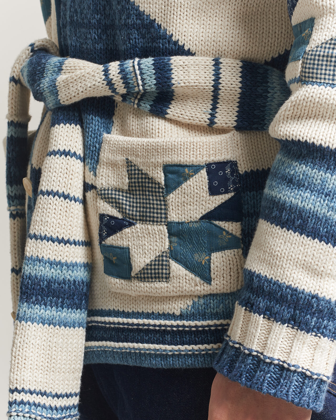 Men | Sweaters & Knitwear | Polo Ralph Lauren | Cotton Linen Cardigan Cream Blue Combo