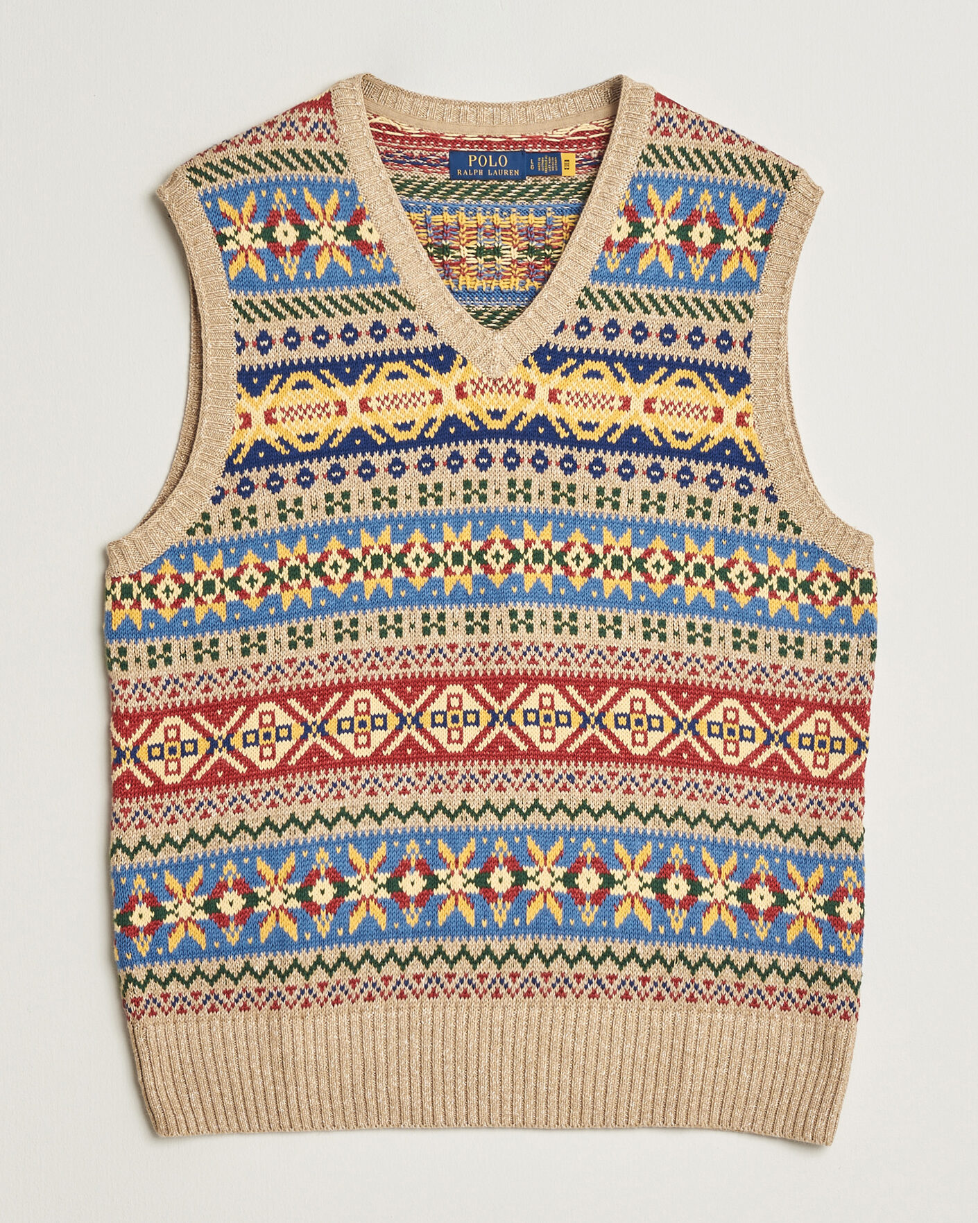 Men | Sweaters & Knitwear | Polo Ralph Lauren | Cotton Linen Blend Vest Tan Combo