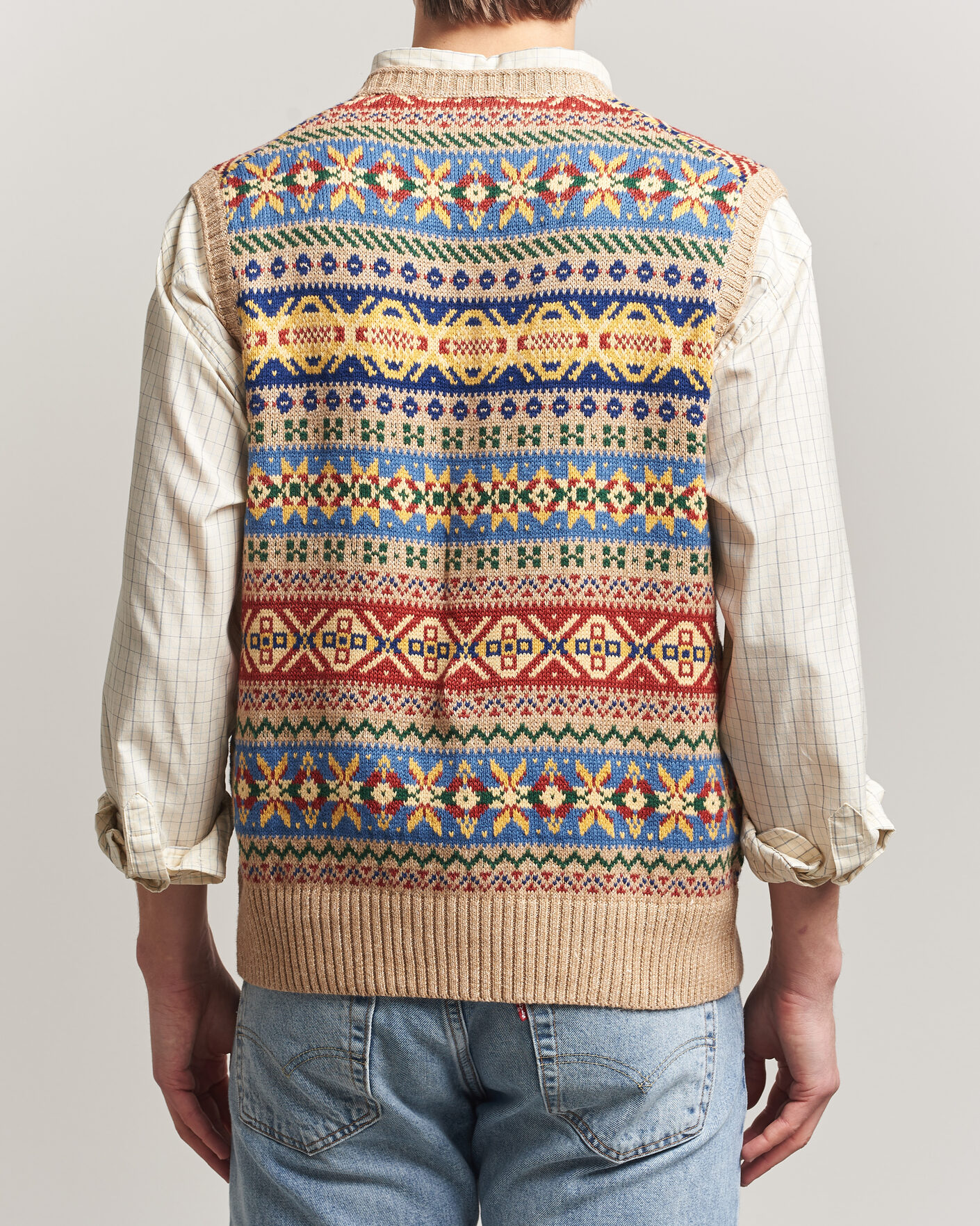 Men | Sweaters & Knitwear | Polo Ralph Lauren | Cotton Linen Blend Vest Tan Combo
