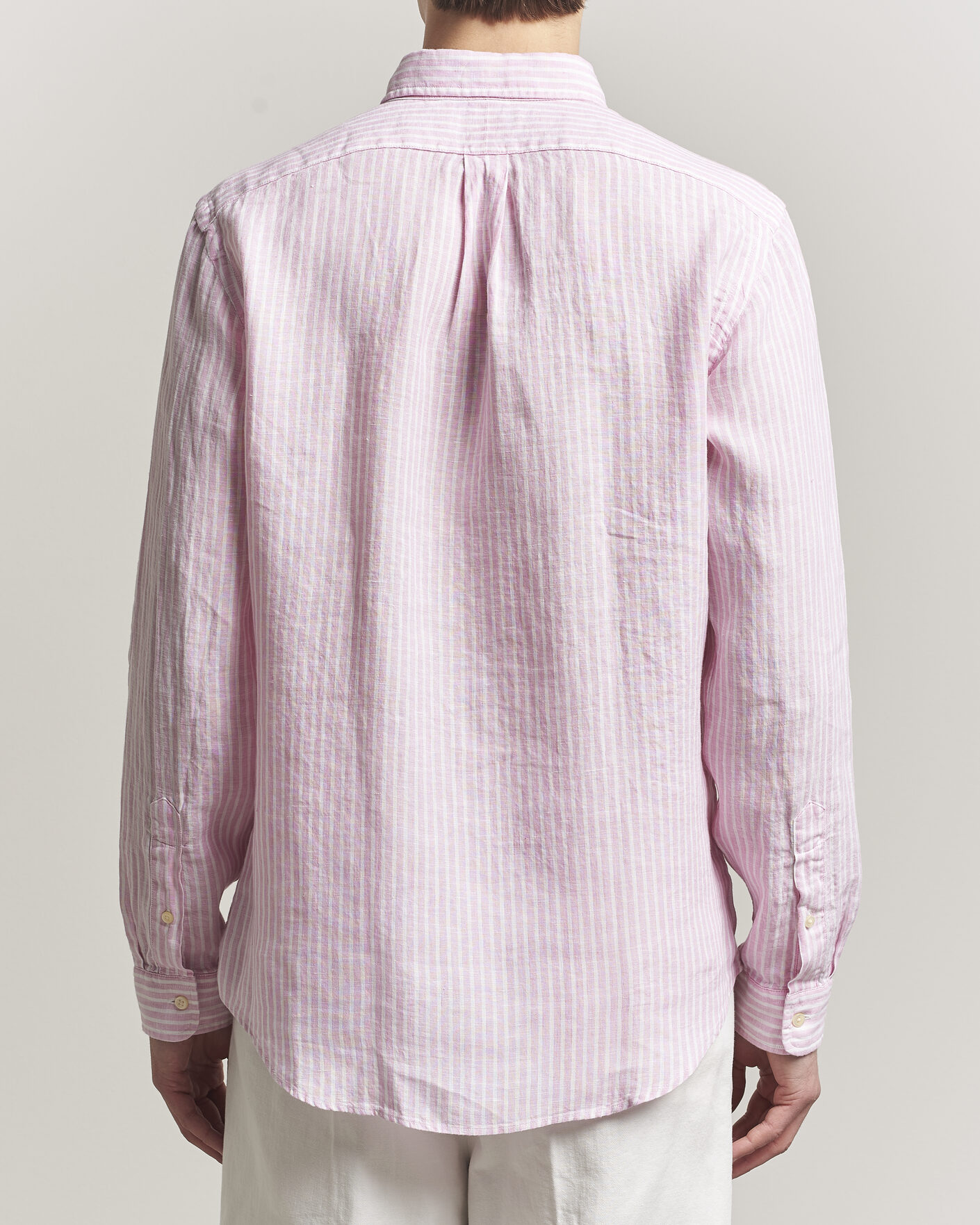 Men | Shirts | Polo Ralph Lauren | Custom Fit Linen Shirt Pink/White