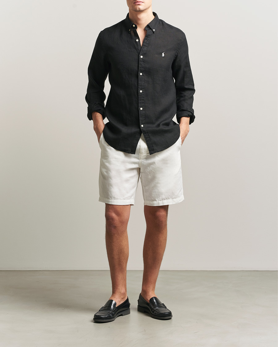 Polo Ralph Lauren Slim Fit Linen Shirt Polo Black at CareOfCarl.com