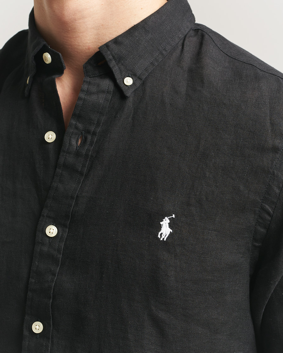 Polo Ralph Lauren Slim Fit Linen Shirt Polo Black at CareOfCarl.com