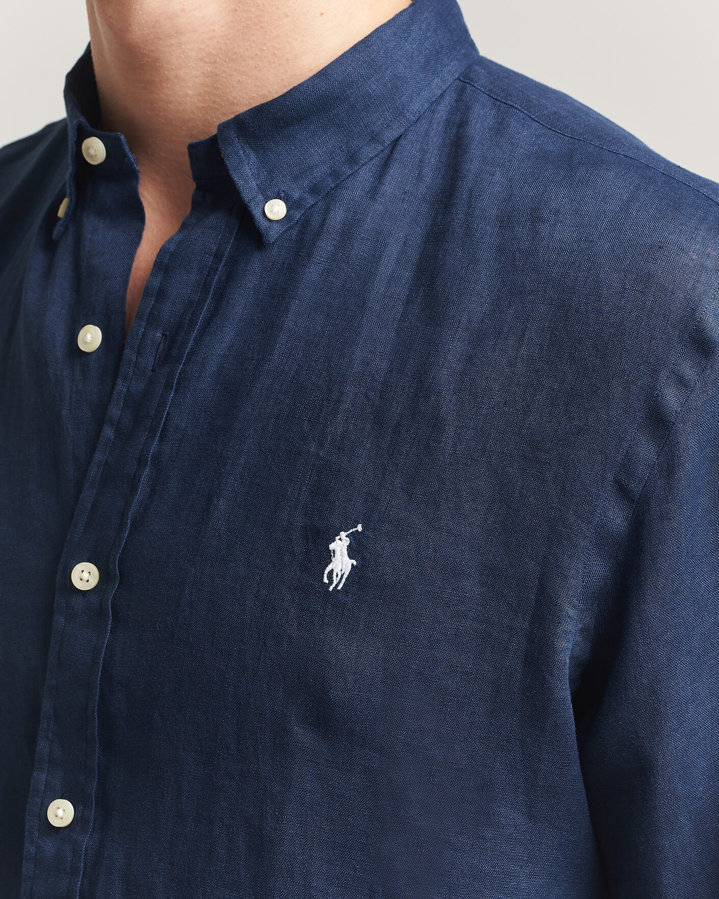 Men | Shirts | Polo Ralph Lauren | Slim Fit Linen Shirt Newport Navy