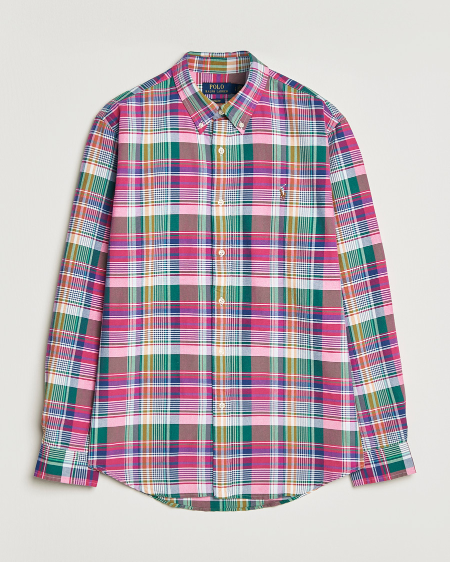 Men | Shirts | Polo Ralph Lauren | Custom Fit Checked Oxford Shirt Pink/Blue Multi