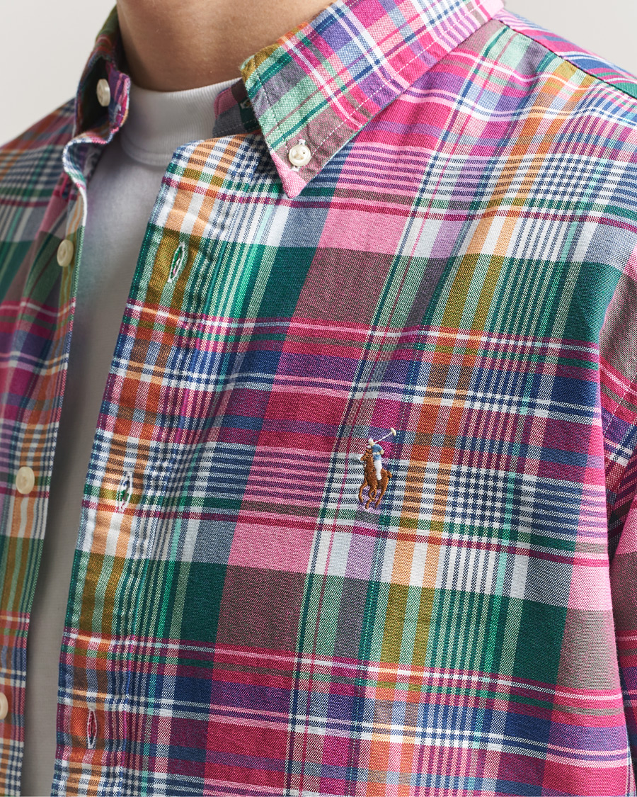 Men | Shirts | Polo Ralph Lauren | Custom Fit Checked Oxford Shirt Pink/Blue Multi
