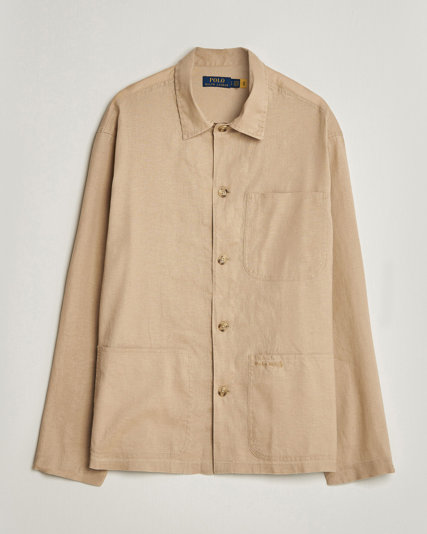 Polo Ralph Lauren Stretch Linen Overshirt Coastal Beige at